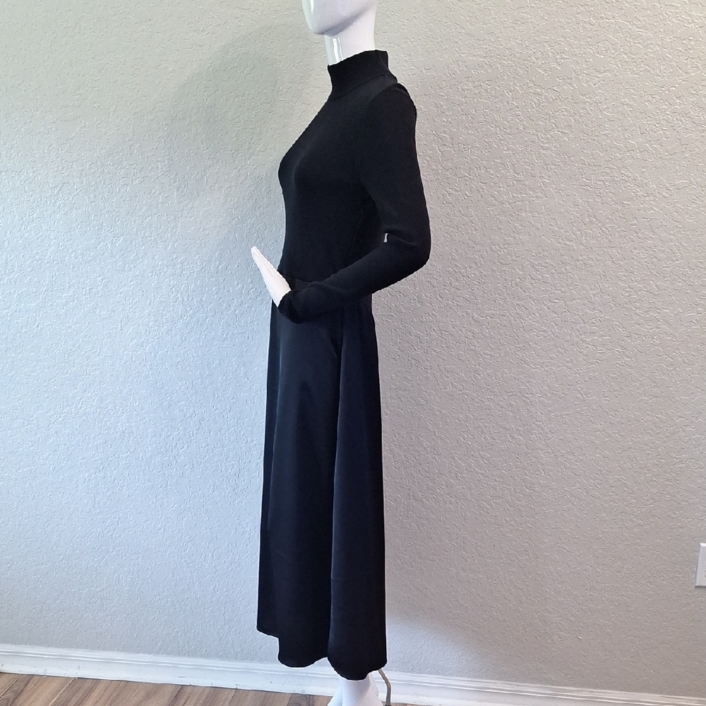 Ann Taylor Black Long Sleeve Mock Neck Sheath Dress - Picture 6 of 11